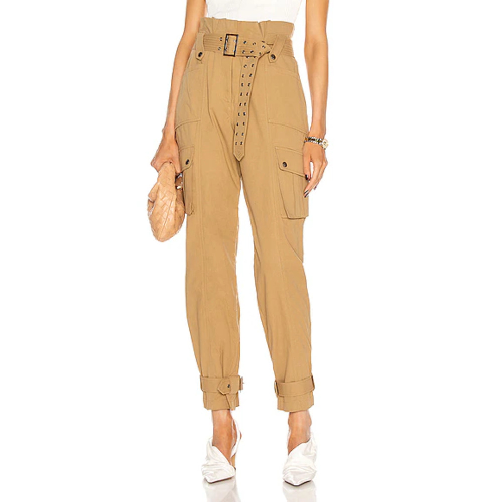 SER.O.YA Women's Adrienne Cargo Pant in Khaki Beige Cotton size Small